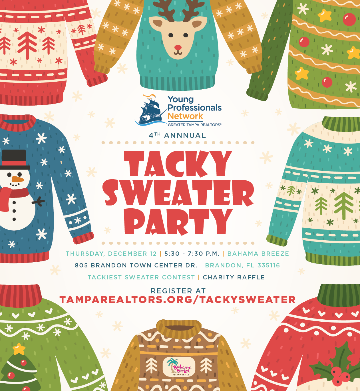 Tacky Sweater Party, December 12 at Bahama Breeze in Brandon